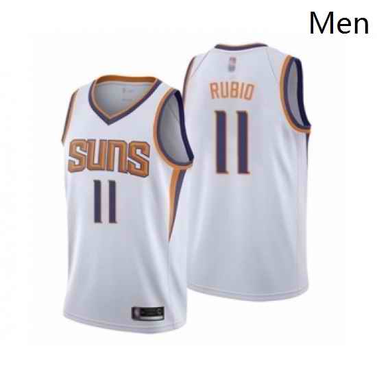 Mens Phoenix Suns 11 Ricky Rubio Authentic White Basketball Jersey Association Edition